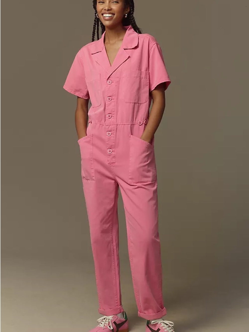 Pistola Grover short sleeve pink jumpsuit
